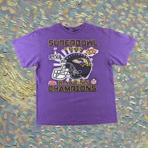 Vintage Baltimore Ravens 2 Time Super Bowl Champions Graphic Tee Size Medium